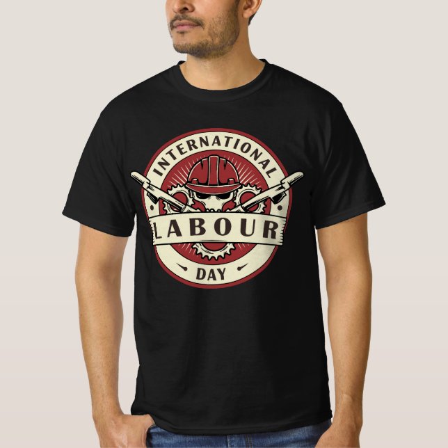 internationell arbetsdagsmemblem t shirt (Framsida)