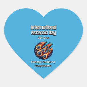 Internationell Asteroiddagen. 30 juni Hjärtformat Klistermärke