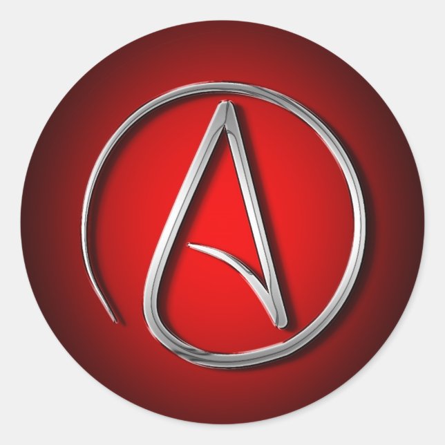Internationell Ateistisk symbol Runt Klistermärke (Framsida)