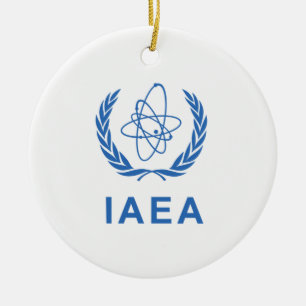 Internationell atomenergiorganet flagga julgransprydnad keramik