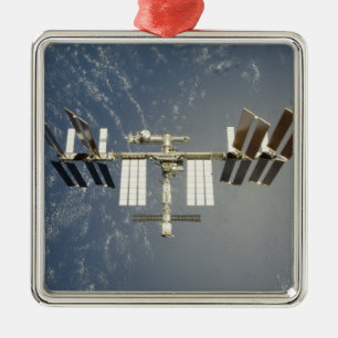 Internationell backdropped utrymmestation julgransprydnad metall