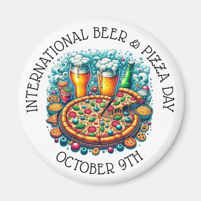 Internationell Beer och Pizza Dag 9 oktober Magnet (Framsidan)