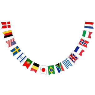 Internationell buntar flagga garland på en sträng
