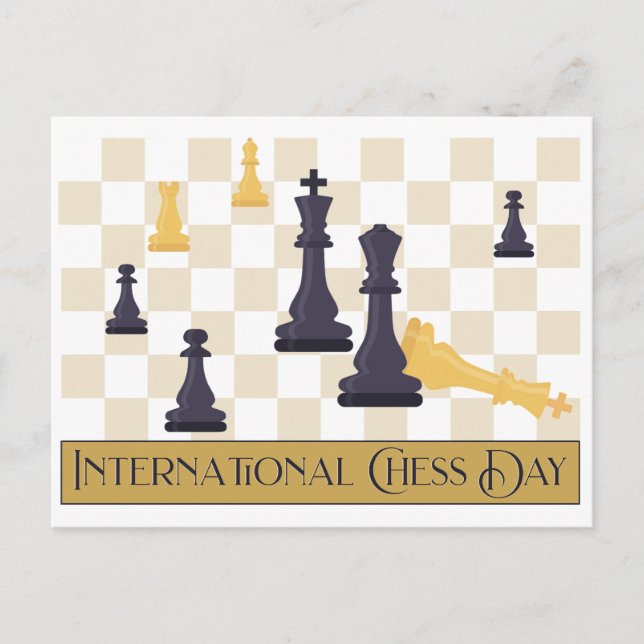 Internationell Chess Day T-Shirt Vykort (Framsida)