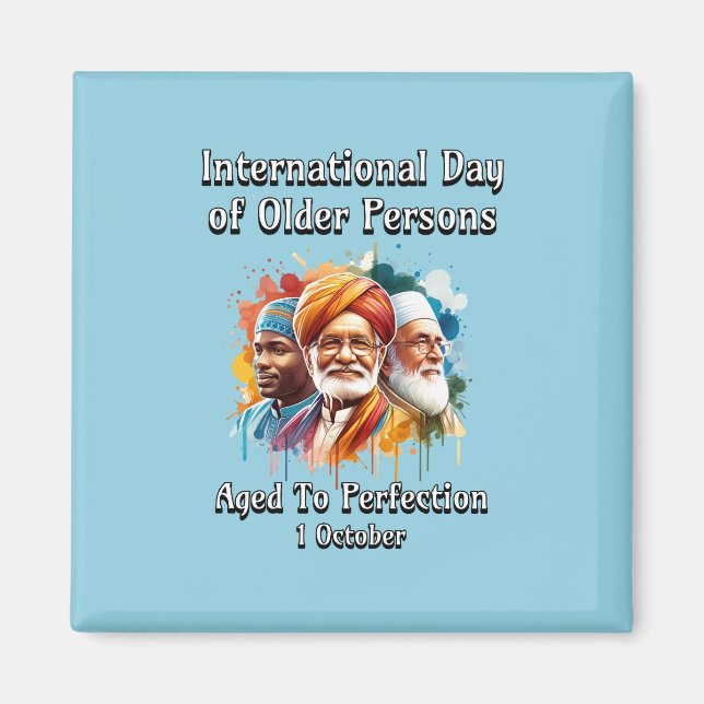 Internationell-dagen för äldre personer. Åldras Magnet (Framsidan)