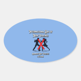 Internationell-dagen för icke-våld. Harmony. Ovalt Klistermärke