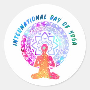 Internationell-dagen i Yoga Runt Klistermärke