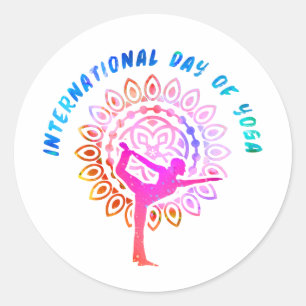 Internationell-dagen i Yoga Runt Klistermärke