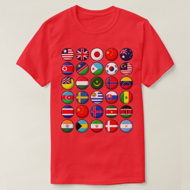 Internationell Flaggor i World 30 Land Circ T Shirt (Design framsida)