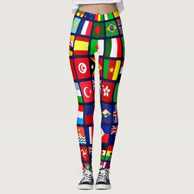 Internationell Flaggor Leggings (Framsida)