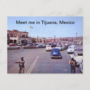 Internationell gräns, Tijuana, Mexiko Vintage Vykort