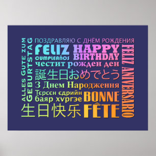 Internationell Grattis på födelsedagen design Poster