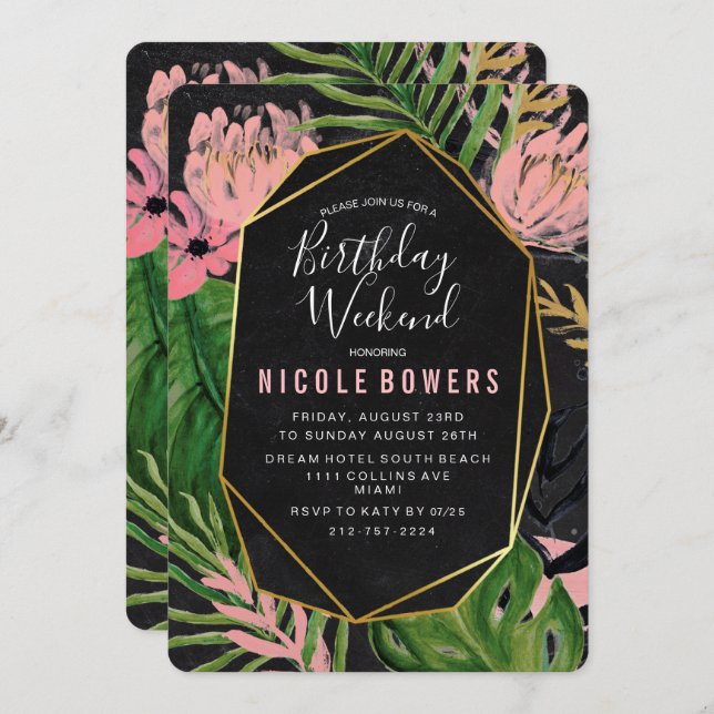 Internationell inbjudan till Helg under födelsedag (Fram/baksida)