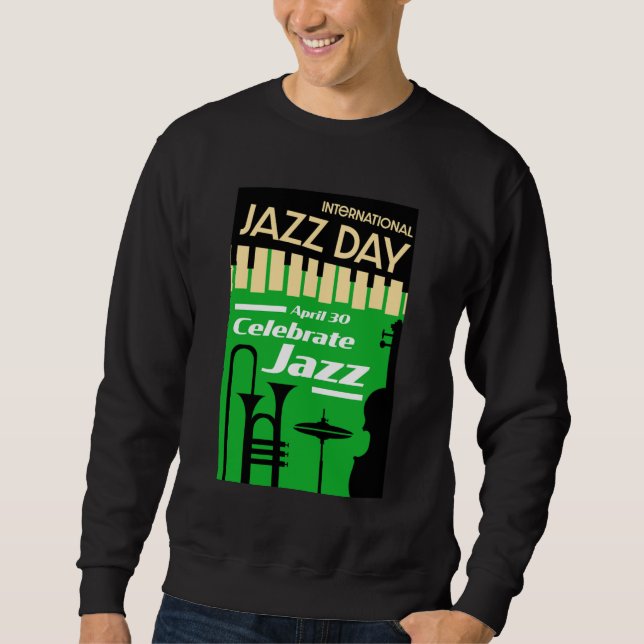 Internationell jazz dag 30 april T-Shirt Lång Ärmad Tröja (Framsida)