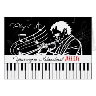 Internationell Jazz-dagen Piano Nycklar och musike Hälsningskort