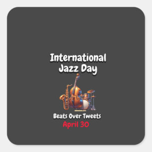 Internationell Jazz-dagen: slag över tweets Fyrkantigt Klistermärke