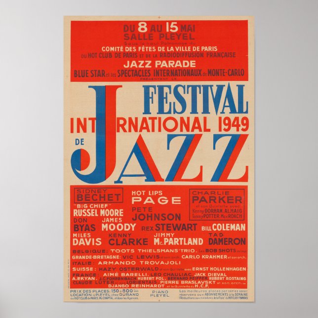 Internationell Jazz-festival 1949 Vintage Poster (Framsidan)