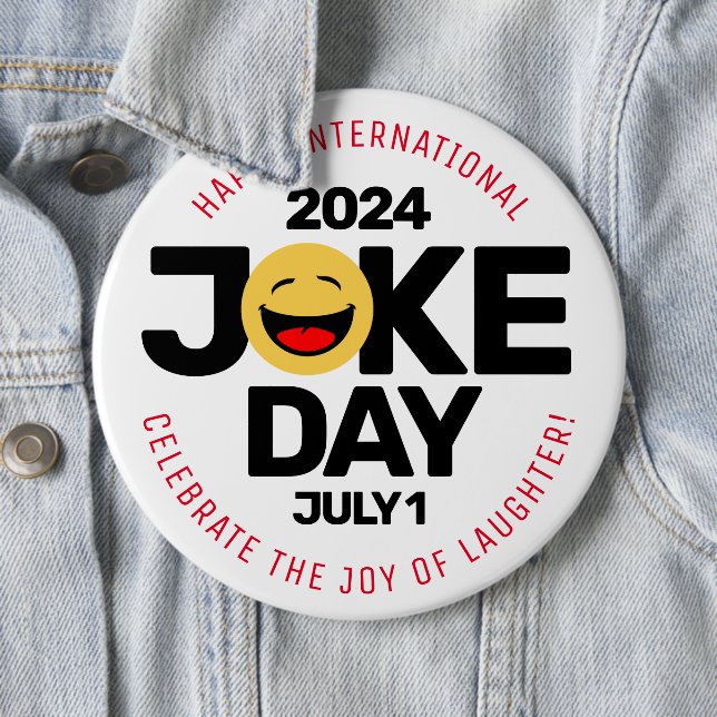 Internationell Joke Day Laughing Ansikte Knapp (In Situ)