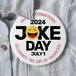 Internationell Joke Day Laughing Ansikte Knapp