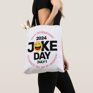 Internationell Joke Day Laughing Ansikte Tygkasse