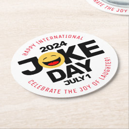 Internationell Joke Day Laughing Ansikte Underlägg Papper Rund