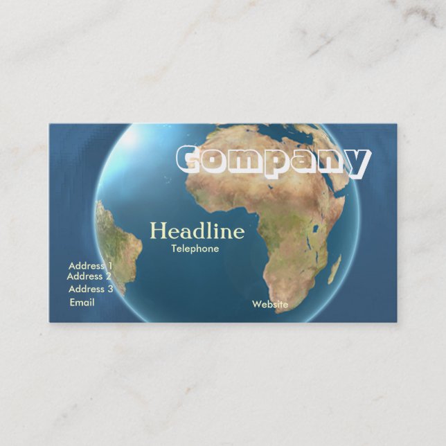 Internationell jordklotvisitkort /2012 Cldr för Visitkort (Framsida)