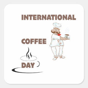 internationell kaffedag fyrkantigt klistermärke