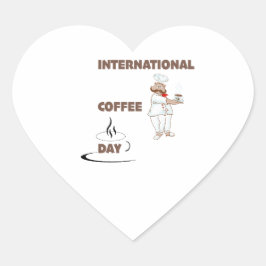 internationell kaffedag hjärtformat klistermärke