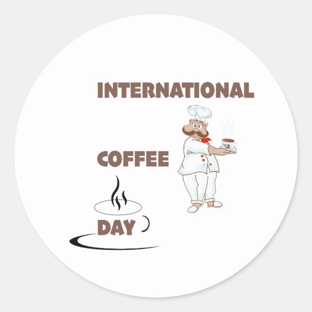 internationell kaffedag runt klistermärke (Framsida)