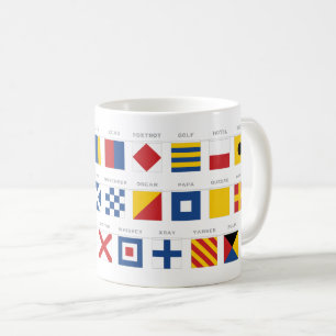 Internationell kodifierar av signalerar alfabet kaffemugg