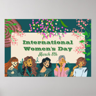 Internationell kvinnodag 8:e Blommigten stor Poster