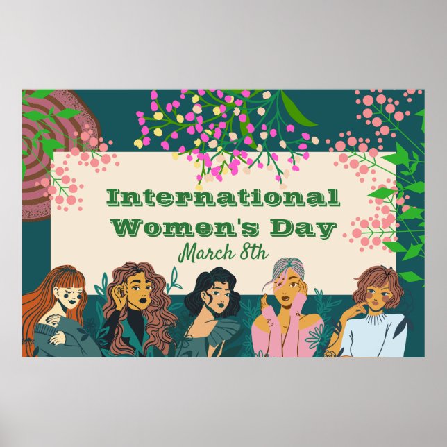 Internationell kvinnodag 8:e Blommigten stor Poster (Framsidan)