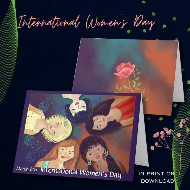 Internationell Kvinnodag för att fira enighet Helgkort (International Women's Day celebrating Unity Holiday Card)
