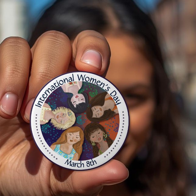 Internationell Kvinnodag för att fira enighet Knapp (International Women's Day celebrating Unity Button)