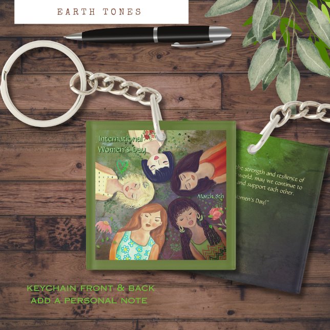 Internationell kvinnodag, multietnisk porträtt (International Women's Day multi ethnic portrait Keychain)