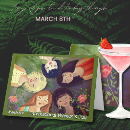 Internationell kvinnodag, multietnisk porträtt helgkort