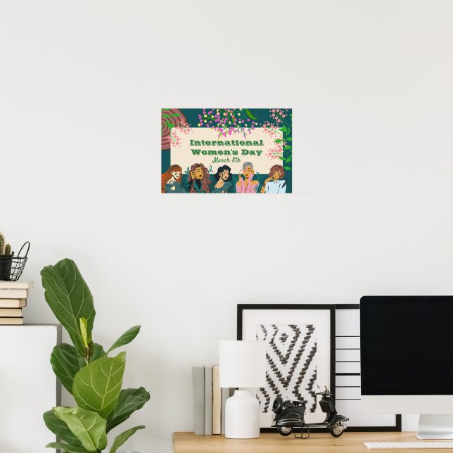 Internationell Kvinnodagen 8:e Blommigten liten Poster (Hemmakontoret)