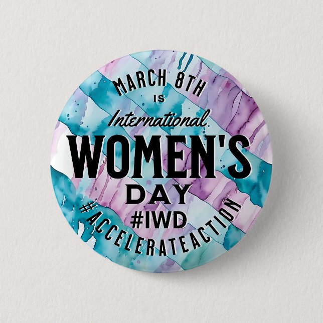 Internationell Kvinnodagen 8 mars IWD Knapp (Framsida)