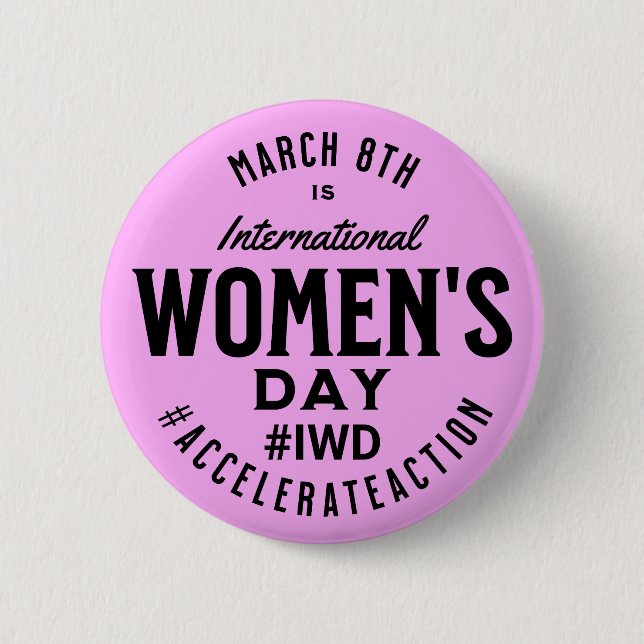 Internationell Kvinnodagen 8 mars IWD Knapp (Framsida)