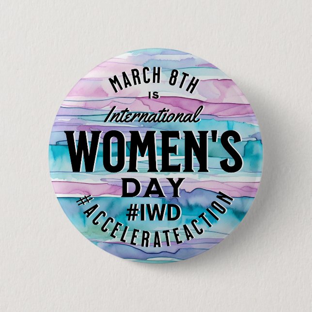 Internationell Kvinnodagen 8 mars IWD Knapp (Framsida)