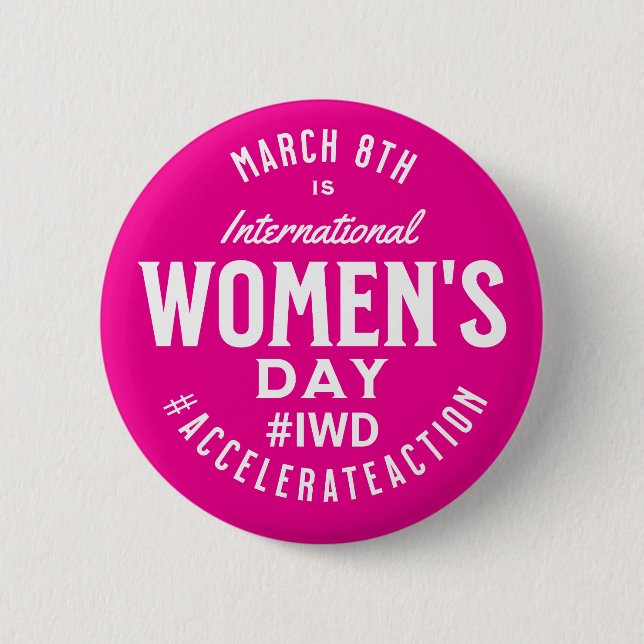 Internationell Kvinnodagen 8 mars IWD Knapp (Framsida)