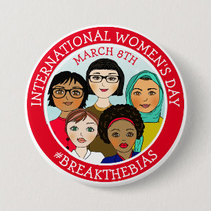 Internationell Kvinnodagen 8 mars Knapp