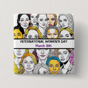 Internationell Kvinnodagen 8 mars Knapp