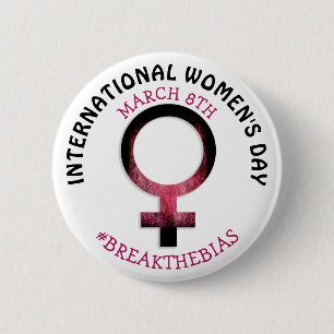 Internationell kvinnodagen 8 mars knapp
