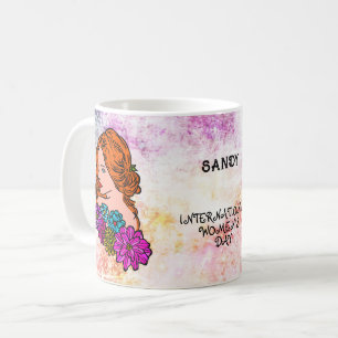Internationell Kvinnodagen Auburn Hair Söt Dam Kaffemugg