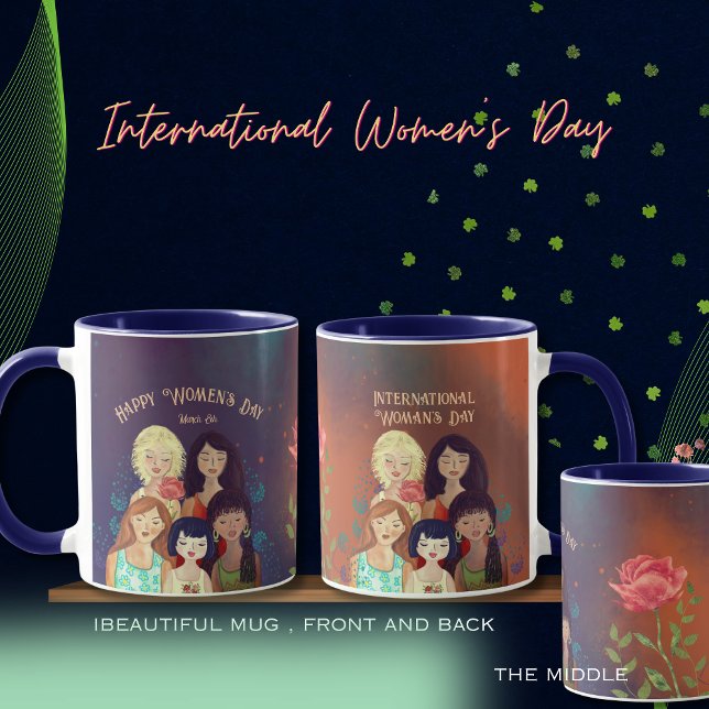 Internationell Kvinnodagen för multietnisk kvinna  Mugg (International Women's Day multi-ethnic portrait Mug)
