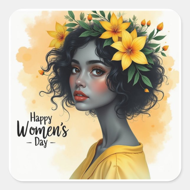 Internationell kvinnodagen fyrkantigt klistermärke (Framsida)
