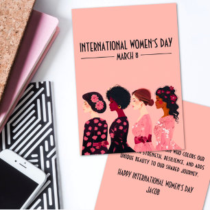 Internationell Kvinnodagen Global Women Rosa Blomm Julkort