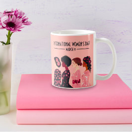 Internationell Kvinnodagen Global Women Rosa Blomm Kaffemugg