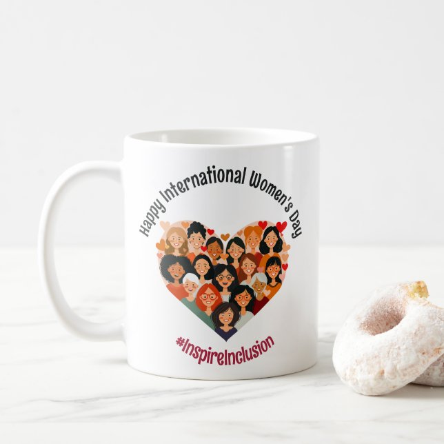Internationell kvinnodagen | IWD mars 8 | Hjärta Kaffemugg (Med munk)